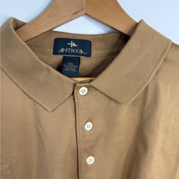 Antigua Pima Cotton Brown Short Sleeve Polo Shirt (XXL) - Picture 2 of 8